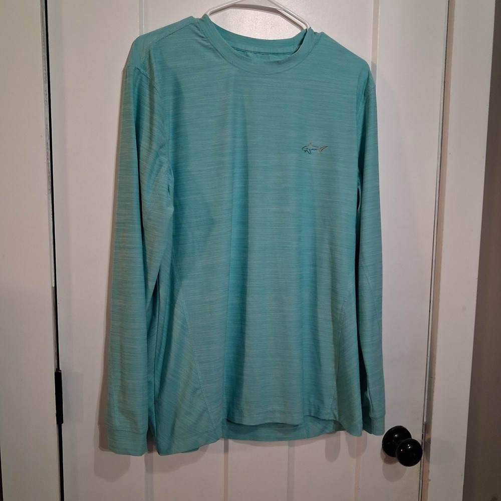 Greg Norman Performance Shirt M Teal Long Sleeve Play Dry Golf Active Outdoor